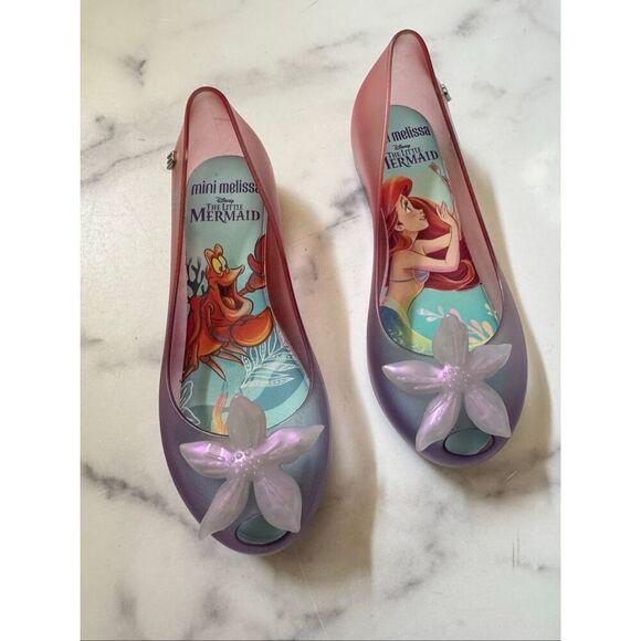 Mini Melissa Disney II Ultra girls size 13 shoes small heel slip on peep round t - Picture 2 of 7